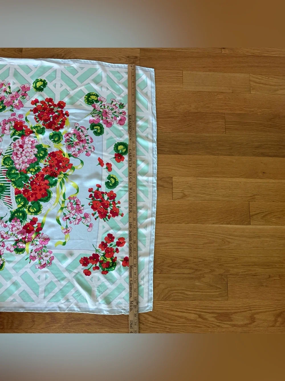 Carleton Varney for Grand Hotel 100% Silk Floral Scarf Mackinac Island Signed